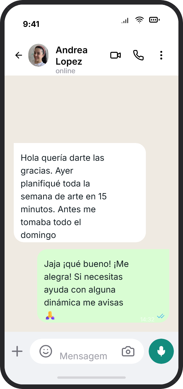 Conversación WhatsApp con Andrea López